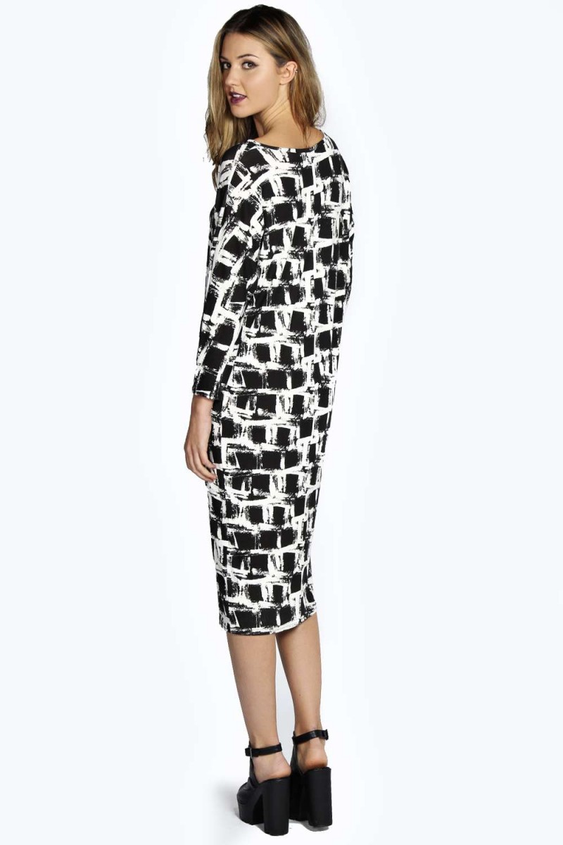 Lucie Monochrome Midi suknelė ilgomis rankovėmis